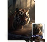 Rompecabezas Tigre en Bosque Místico, 1000 Piezas, para Adolescentes Juguete para ejercitar la Mente, Relajante y Divertido Diseño para armar 50x75cm