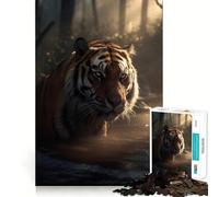 Rompecabezas Tigre en Bosque Místico, 1000 Piezas, para Adolescentes Juguete para ejercitar la Mente, Relajante y Divertido Diseño para armar 50x75cm
