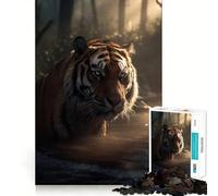Rompecabezas Tigre en Bosque Místico para Adolescentes, 1000 Piezas, Fortalece la Memoria, Sin Estrés, Bordes Lisos, 38x26cm
