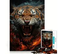 Rompecabezas Tigre Furioso de 1000 Piezas Juego de Habilidad Mental Ajuste Estable Sin Piezas Que se muevan Un pasatiempo Divertido para Fines de Semana Largos (38x26cm)