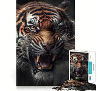 Rompecabezas Tigre Furioso de 1000 Piezas para Adolescentes Estimula la Mente Diversión sin Espacios Ajuste Entretenimiento cautivador para Interiores acogedores (38x26cm)