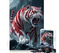 Rompecabezas Tigre Místico Rojo y Blanco de 1000 Piezas para Adolescentes Juguete de lógica Fina, fácil de Usar, con Bordes limpios, Ideal para Festivales (38x52cm)