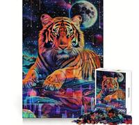 Rompecabezas Tigre Psicodélico en el Espacio de 1000 Piezas para Adultos, Juguete para Estimular la Lógica, Divertido, Regalo Elegante (50x75cm)
