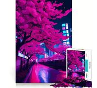 Rompecabezas Tokyo Neon Cherry Blossom de 1000 Piezas para Adultos Rompecabezas Memory Lift Disfrute del Montaje Lento de la Imagen Regalo Creativo 38x52cm