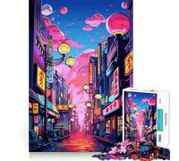 Rompecabezas Tokyo Neon City de 1000 Piezas para Adolescentes Juguete de lógica Fuerte para Relajarse Bordes definidos Sorpresa de cumpleaños 38x52cm