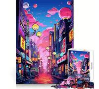 Rompecabezas Tokyo Neon City de 1000 Piezas para Adolescentes Juguete de lógica Fuerte para Relajarse Bordes definidos Sorpresa de cumpleaños 38x52cm