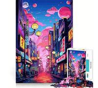 Rompecabezas Tokyo Neon City para Adolescentes, 1000 Piezas, para estimular la Memoria, Actividad en casa, patrón de Montaje, 38x26cm