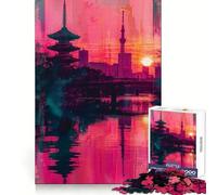 Rompecabezas Tokyo Neon Skyline de 1000 Piezas para Adolescentes Juguete de lógica Resistente Actividad en casa Bordes Transparentes Regalo Ideal 38x52cm