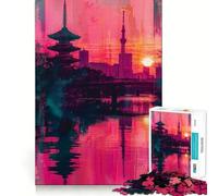 Rompecabezas Tokyo Neon Skyline de 1000 Piezas para Adolescentes Juguete de lógica Resistente Actividad en casa Bordes Transparentes Regalo Ideal 38x52cm