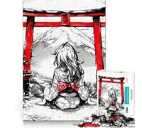 Rompecabezas Torii Gate Kimono Girl Ink de 1000 Piezas para Adolescentes, Juguete de razonamiento y Habilidad, Tranquilo, calmado, Corte Exacto, Sorpresa navideña 38x26cm