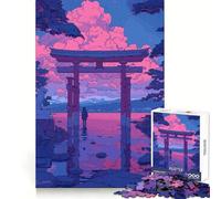 Rompecabezas Torii Gate Lofi Rosa Retro Difícil para Adultos 1000 Piezas Boost Recall Calm Escape Tight Edge 38x52cm