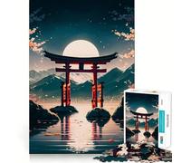 Rompecabezas Torii Gate Middle Lake para Adultos, 1000 Piezas, para Mejorar la Memoria, el Tiempo Libre, Bordes precisos, Regalo para Festivales 38x26cm