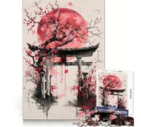 Rompecabezas Torii Gate Sakura para Adultos, 1000 Piezas, Juego Inteligente para aliviar el estrés, patrón de ensamblaje, Regalo conmovedor 38x26cm