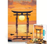 Rompecabezas Torii Gate Sunset de 1000 Piezas para Adolescentes Ideal para Relajarse, divertirse y Disfrutar Temporada 38x52cm
