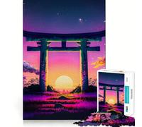 Rompecabezas Torii Gate Sunset de 1000 Piezas para Adolescentes Juguete para ejercitar la Mente, Relajante y Divertido Diseño para armar 38x26cm