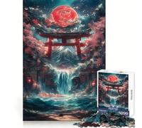 Rompecabezas Torii Gate Waterfall de 1000 Piezas para Adolescentes Juguete Interactivo para Compartir Bordes precisos Artículo de Santa Claus 50x75cm