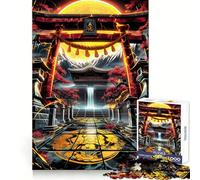 Rompecabezas Torii Gate Waterfall para Adultos, 1000 Piezas, para Mejorar la Memoria, el Tiempo Libre, Bordes precisos, Regalo para Festivales 38x26cm