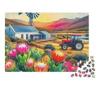 Rompecabezas Tractor con diseño Granja Floral,1000 Piezas,cartón Resistente,Ideal para Viajes,Vacaciones,Actividades en Grupo,para familias,Adultos,Adolescentes y Parejas,70 x 50 cm (1000 Piezas)