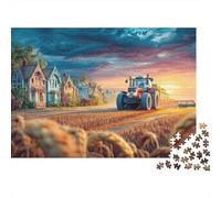Rompecabezas Tractor Rural con Paisaje Granja Vintage,1000 Piezas,cartón Resistente,Ideal Viajes,Vacaciones,Actividades Grupo,para familias,Adultos,Adolescentes y Parejas,52 x 38 cm (1000 Piezas)