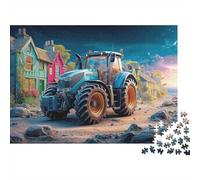 Rompecabezas Tractor un Pueblo,ilustración fantasía Rural,1000 Piezas,cartón Grueso Premium,enmarcable, Momentos Tranquilidad,pasas adultostusiastas,Rompecabezas avanzados,52 x 38 cm (1000 Piezas)