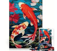 Rompecabezas Tradicional japonés de 1000 Piezas con diseño de Peces koi para Adultos y Adolescentes Ideal para Entrenar la Mente y Relajarse Corte láser Un Bonito Regalo (50x75cm)