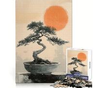 Rompecabezas Tradicional japonés de bonsái y Sol de 1000 Piezas para Adultos Entrenamiento Mental, pasatiempo Relajante, Corte láser, Regalo significativo (38x26cm)