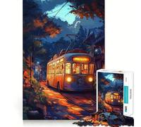 Rompecabezas Tranvía Nocturno en un Pueblo japonés para Adultos, 1000 Piezas Juguete para ejercitar la Mente Divertido y Relajante Regalo Ideal para Las Fiestas (50x75cm)