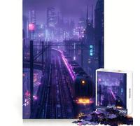 Rompecabezas Tren Ciudad Púrpura para Adolescentes 1000 Piezas Capacidad Mental Relajación Interactiva Cierre Fino Regalo Navideño (38x52cm)
