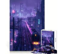 Rompecabezas Tren Ciudad Púrpura para Adolescentes, 1000 Piezas, Ejercicio Mental, Recreación Pacífica, Corte de Precisión, Gran Regalo (50x75cm)