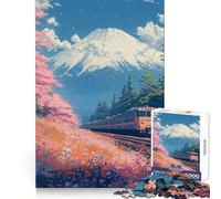 Rompecabezas Tren Entre cerezos en Flor de 1000 Piezas para Adolescentes Ideal para ejercitar la Memoria, Relajarse y Disfrutar de un Ajuste Perfecto Regalo Festivo (38x52cm)