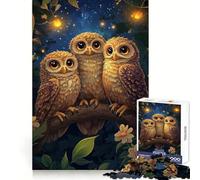 Rompecabezas Tres búhos en la Noche para Adolescentes, 1000 Piezas, Juguete para ejercitar la Mente, fácil y Divertido de armar, Regalo Ideal 38x52cm