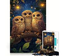 Rompecabezas Tres búhos en la Noche para Adolescentes, 1000 Piezas, para desarrollar la Memoria, Tiempo Libre, Bordes limpios, un Regalo Encantador 50x75cm
