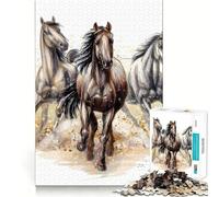Rompecabezas Tres Caballos Corren para Adolescentes, 1000 Piezas, Juguete de Lógica, Divertido y Calma, Bordes Lisos, Regalo de Cumpleaños 38x52cm