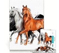 Rompecabezas Tres Caballos Corren para Adolescentes, 1000 Piezas, Juguete Inteligente, Juego Relajante, Corte Suave, Regalo Increíble 38x52cm
