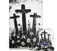Rompecabezas Tres Cruces de 1000 Piezas para Adolescentes Juego de ingenio Momento de Paz Bordes de Calidad 38x52cm