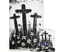 Rompecabezas Tres Cruces para Adolescentes, 1000 Piezas, Mejora la Memoria, Ocio en Casa, Bordes Precisos, 38x26cm