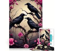 Rompecabezas Tres Cuervos en un Rosal, 1000 Piezas para Adultos, Juguete de Habilidad, Relajación, Corte Exacto, Regalo Conmovedor 38x26cm