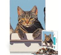 Rompecabezas Tres Gatos en una Cerca para Adultos, 1000 Piezas, Juguete Que desafía la Mente, diversión Tranquila, Corte preciso, decoración de Pared 50x75cm