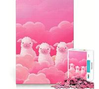 Rompecabezas Tres ovejas en Nubes Rosas para Adolescentes, 1000 Piezas, para desarrollar la Memoria, Tiempo Libre, Bordes limpios, un Regalo Encantador 38x26cm