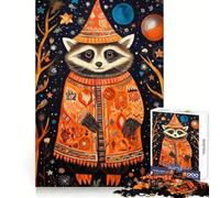 Rompecabezas Tribal de Mapache de 1000 Piezas para Adolescentes Desarrolla la Memoria, relaja la Mente y es Divertido Bordes limpios Regalo Original (38x26cm)