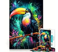 Rompecabezas Tucán en un Mundo Colorido de 1000 Piezas para Adolescentes Juguete para ejercitar la Mente, Relajante y Divertido Diseño para armar 50x75cm