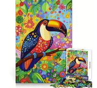 Rompecabezas Tucán en un paraíso Floral para Adolescentes, 1000 Piezas, Juguete de lógica Resistente, antiestrés, Borde Transparente, Regalo clásico 38x52cm