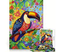 Rompecabezas Tucán en un paraíso Floral para Adultos, 1000 Piezas, Smart Reason Toy Family Bond, Borde Liso, exhibición artística 38x26cm