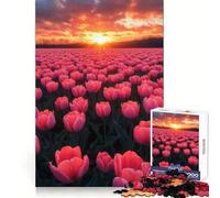 Rompecabezas Tulipanes Rosados al Atardecer para Adolescentes, 1000 Piezas, Juguete para Ejercicio Mental, Relajación Suave, Diseño para Ensamblar, Sorpresa Navideña (38x26cm)