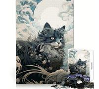 Rompecabezas Ukiyo E Cat de 1000 Piezas Un desafío para la Mente Relajación acogedora Corte preciso (38x52cm)
