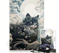 Rompecabezas Ukiyo E Cat para Adolescentes, 1000 Piezas, Entrenamiento Mental, recreación Tranquila, Corte Uniforme, Navidad (38x26cm)