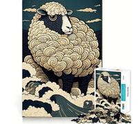 Rompecabezas Ukiyo E de ovejas, Japón y China, para Adultos, 1000 Piezas, Juguete de lógica Afilada, Divertido, Corte preciso, Regalo Memorable 38x26cm