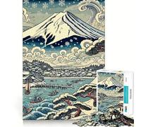 Rompecabezas Ukiyo-E del Monte Fuji nevado, 1000 Piezas para Adolescentes, Juego de lógica, Tiempo cálido, Pieza de colección de Arte de Corte preciso (38x52cm)