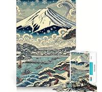 Rompecabezas Ukiyo-E del Monte Fuji nevado para Adolescentes, 1000 Piezas, Juguete para la Mente, Escape Tranquilo, Borde preciso, Regalo increíble (38x26cm)