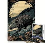 Rompecabezas Ukiyo-e japonés de jabalí para Adultos, 1000 Piezas, Creativo, para aliviar el estrés, Divertido, con Bordes precisos, Ideal para Navidad (38x52cm)